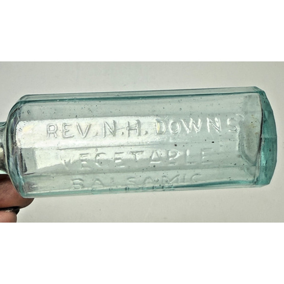 Antique Rev NH Downs Vegetable Balsamic Elixir 1890 Blue 12 Sided 4.5" Bottle - Picture 8 of 12